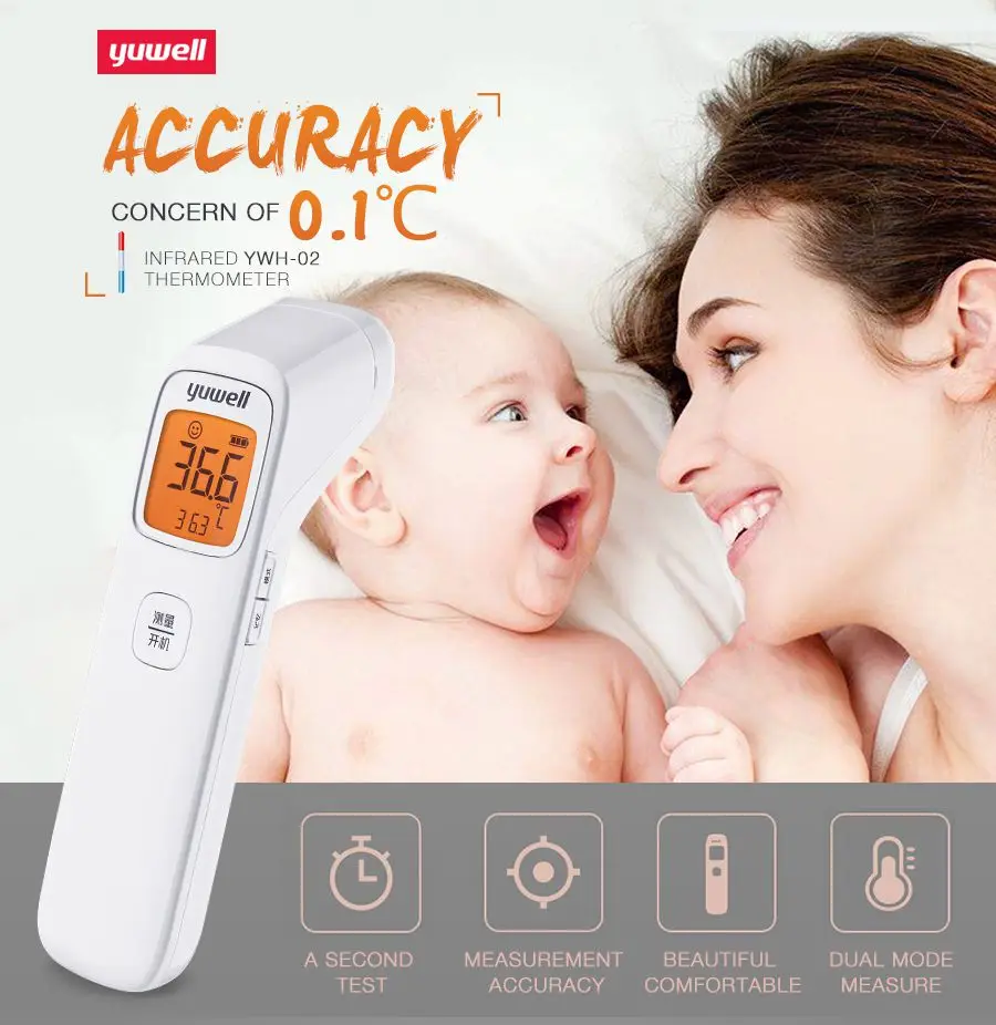 Yuwell Baby Digital Noncontact Infrared Forehead Thermometer Infrared Hydrothermograph Children Body Hermograph Accurate YHW-2-6