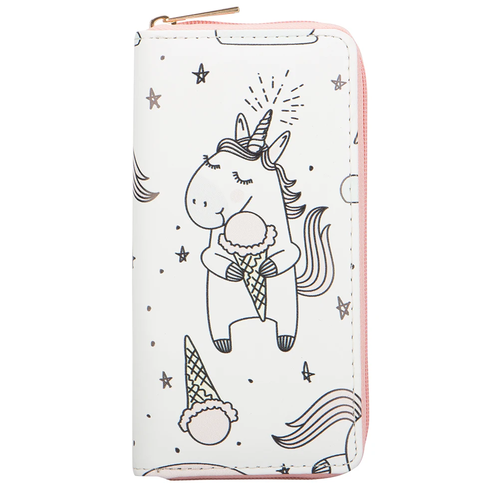 

Sansarya 2018 Cute Ice Cream Cartoon Unicorn Bag Printed Long Women Wallets Female Purse Zipper Girls Ladies Card Holder