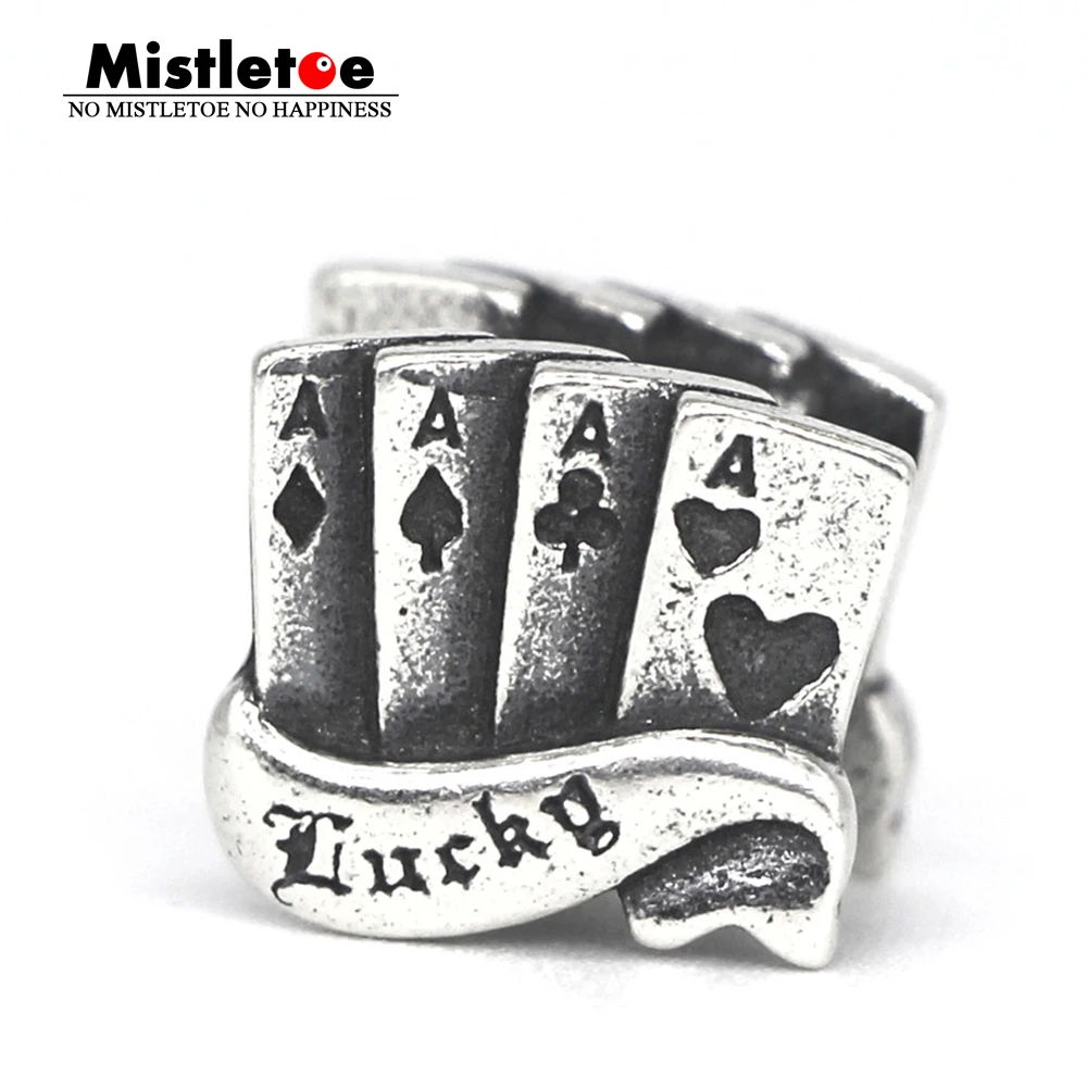 

Mistletoe Genuine 925 Sterling Silver Lucky Hand Playing cards Charm Bead Fit European Bracelet Jewelry