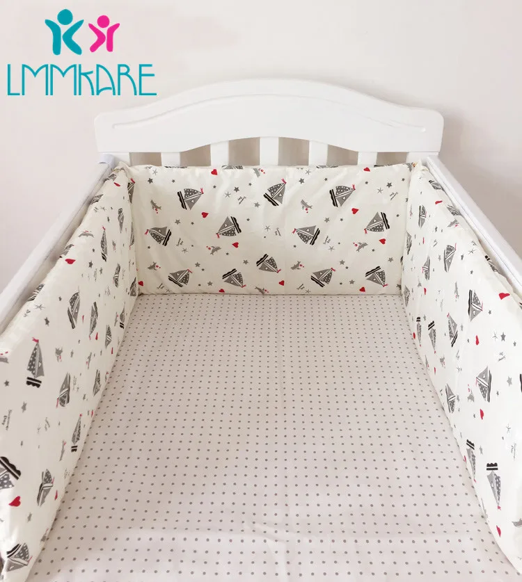 Hot Baby Bed Crib Bumper U-Shaped Detachable Zipper Cotton Newborn Bumpers Infant Safe Fence Line Cot Protector Unisex 180CM