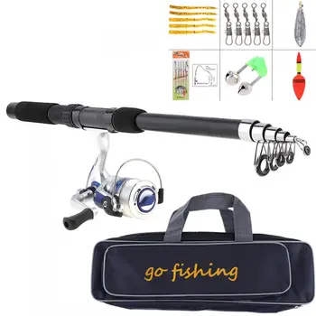 

Fishing Rod Reel Line Combo Full Kits Spinning Reel Pole Set with Fishing Bag Soft Lures Fishing Float Hook Swivel Etc Tool Set