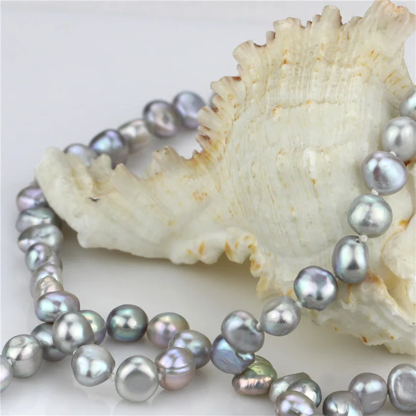 SNH New Natural pearl Jewelry necklace Handmade genuine pearl 160cm grey Women's wedding Gift Fine Jewelry