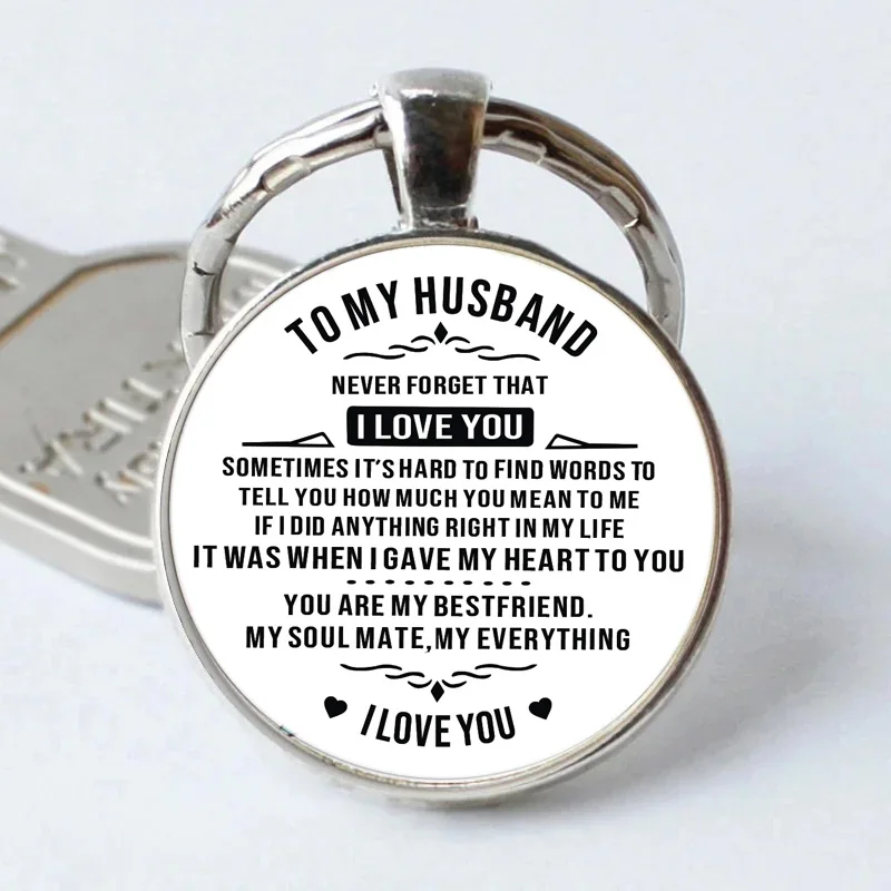 

To My Husband Keychain Fashion Handmade Glass Jewelry Boyfriend Gift Couple Keyring