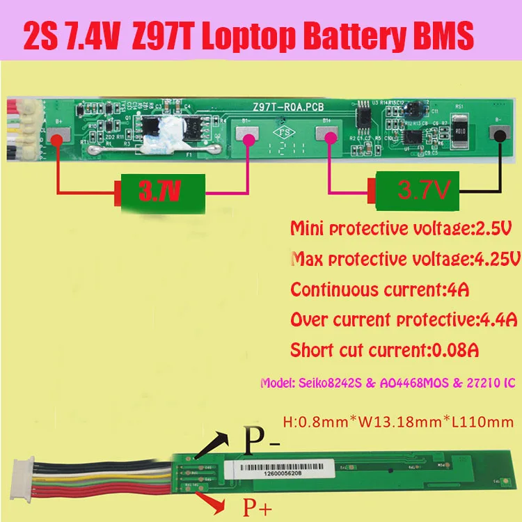 1 шт. 7,4 В литий-ионный Z97T bms pcm seiko8242S Ao4228mos 27210IC pcm bms без аккумулятора