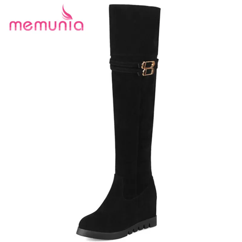 

MEMUNIA new arrive 2018 high heel over the knee boots autumn winter platform boots warm short plush knight boots size 33-43