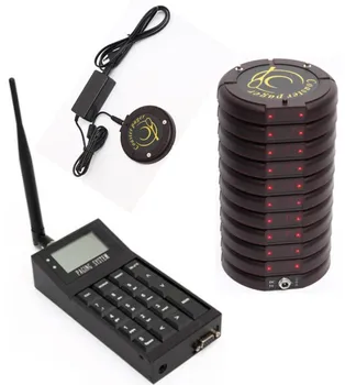 

Free shipping! Guest paging system, 1pc pocsag transmitter,10pc coaster pager,1pc pager charger, wireless queue calling pager