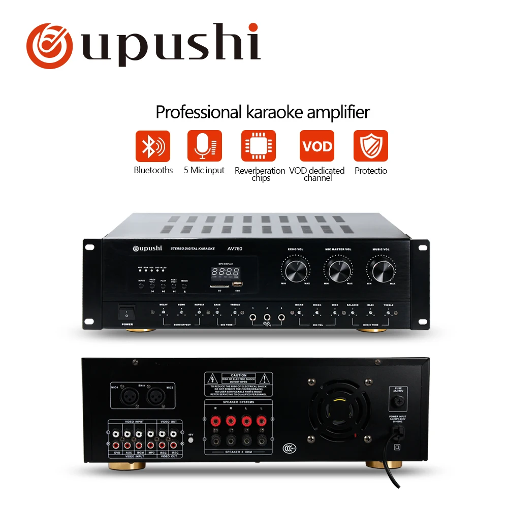 oupushi AV760N +KB10 +HU386 amplifier speaker and micphone use Home theater system Family singing system KTV system oupushi AV760N +KB10 +HU386 amplifier speaker and micphone use Home theater system Family singing system KTV system