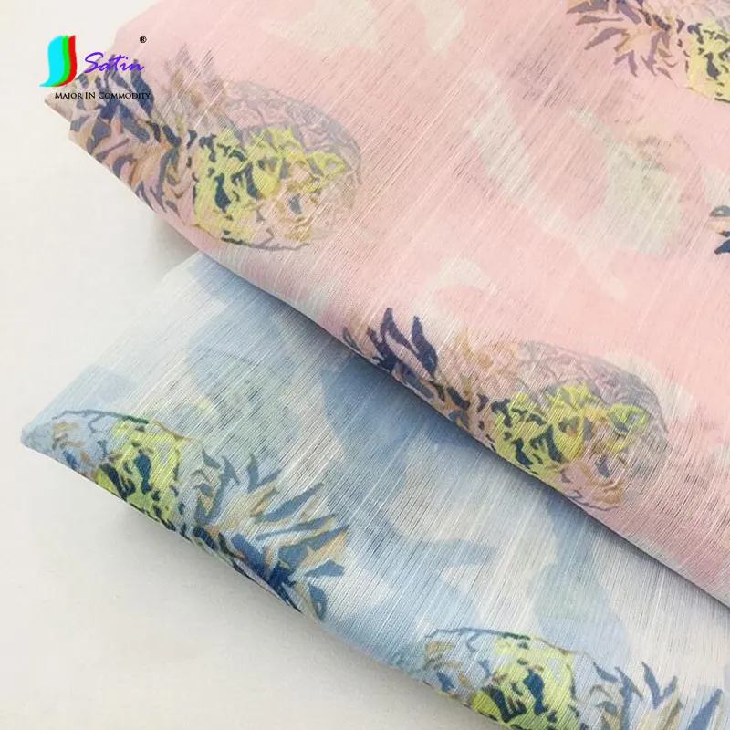 Baby Clothes DIY Home Decoration Sky Blue Pink Background Cute Cartoon Pineapple Pattern Printed Gauze Slub Tulle Fabric S0605L | Дом и сад