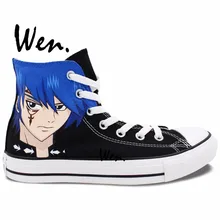 Wen Anime Hand Painted Shoes Design Custom Fairy Tail Logo Jellal Fernandes Man Woman’s High Top Canvas Shoes