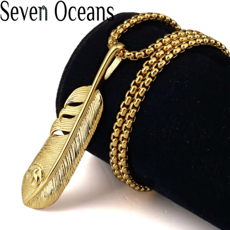  Titanium Steel Jewelry Eagle Feathers Unique Necklace Wings Charm Jewelry Goro Engraved Vintage Jewellery Piece Chain Pendant (4)