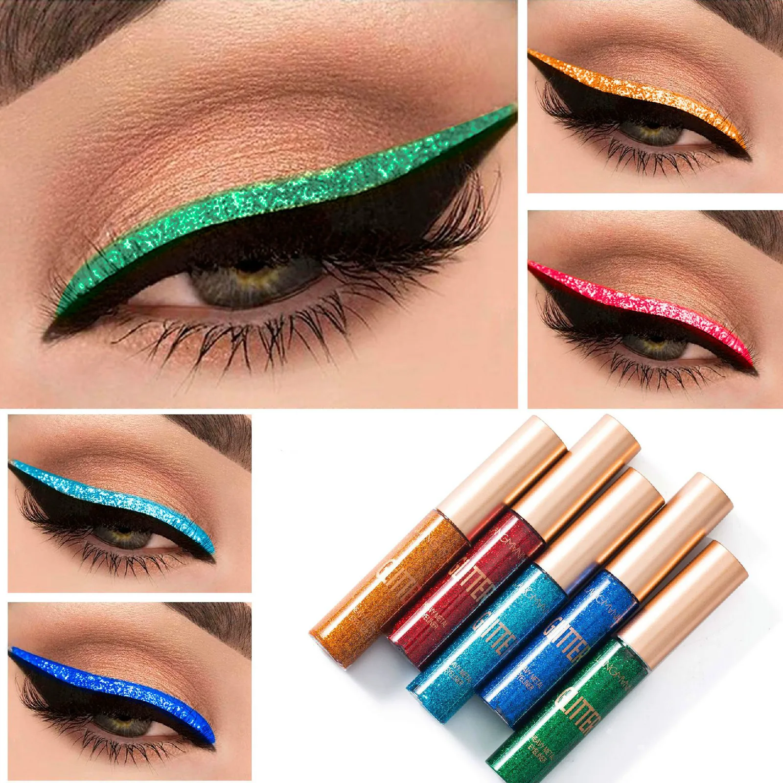 

10 Colors Sequin eye shadow liqui eyeliner Eyeliner Pen Eye Makeup Quikly Dry and Waterproof Long-lasting for 24 Hours Liner