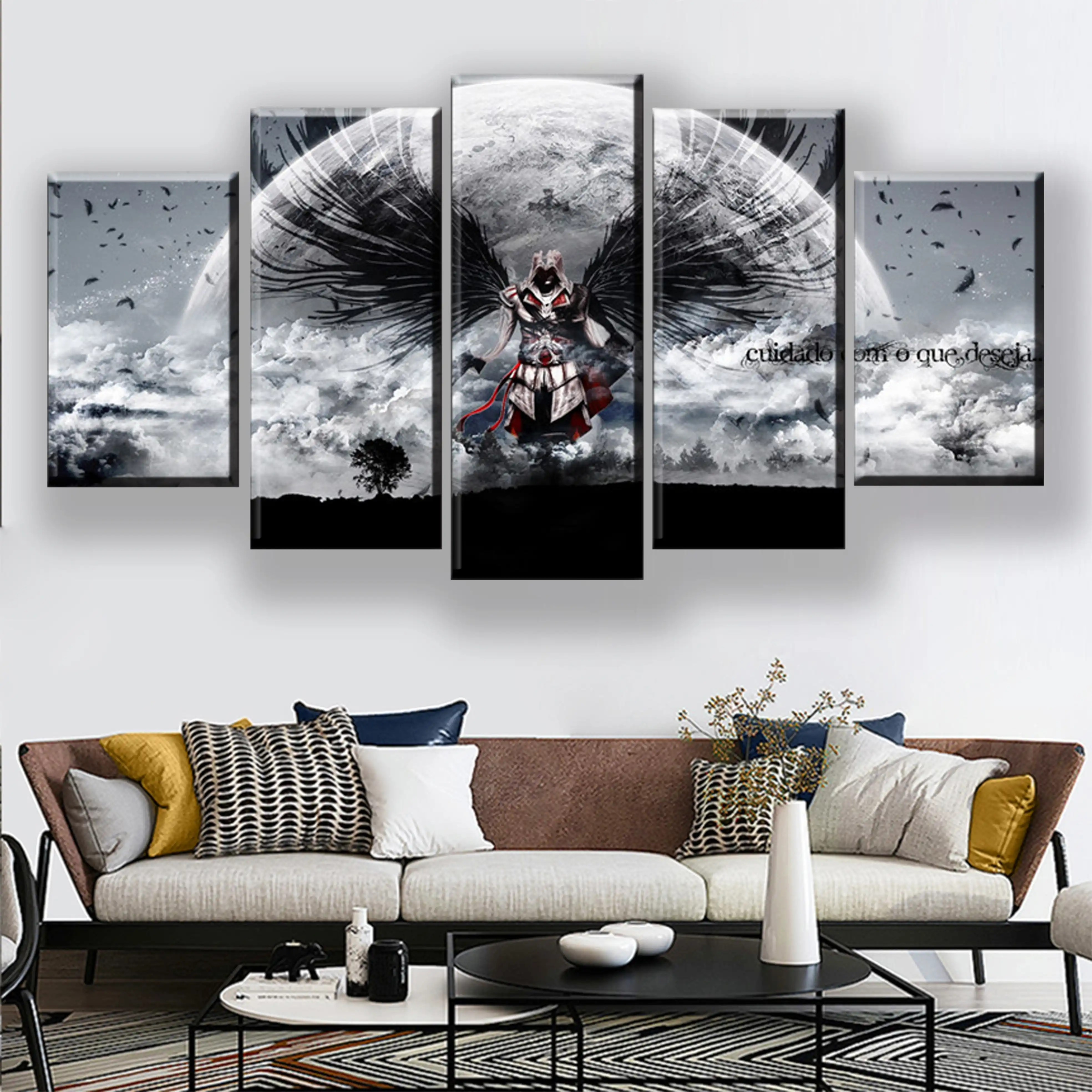 5piece Cuadros Modernos Wall Painting Art Print Canvas Picture Printed Assassins Creed Wall Art Painting Painting Quadro Cuadros Painting Calligraphy Aliexpress