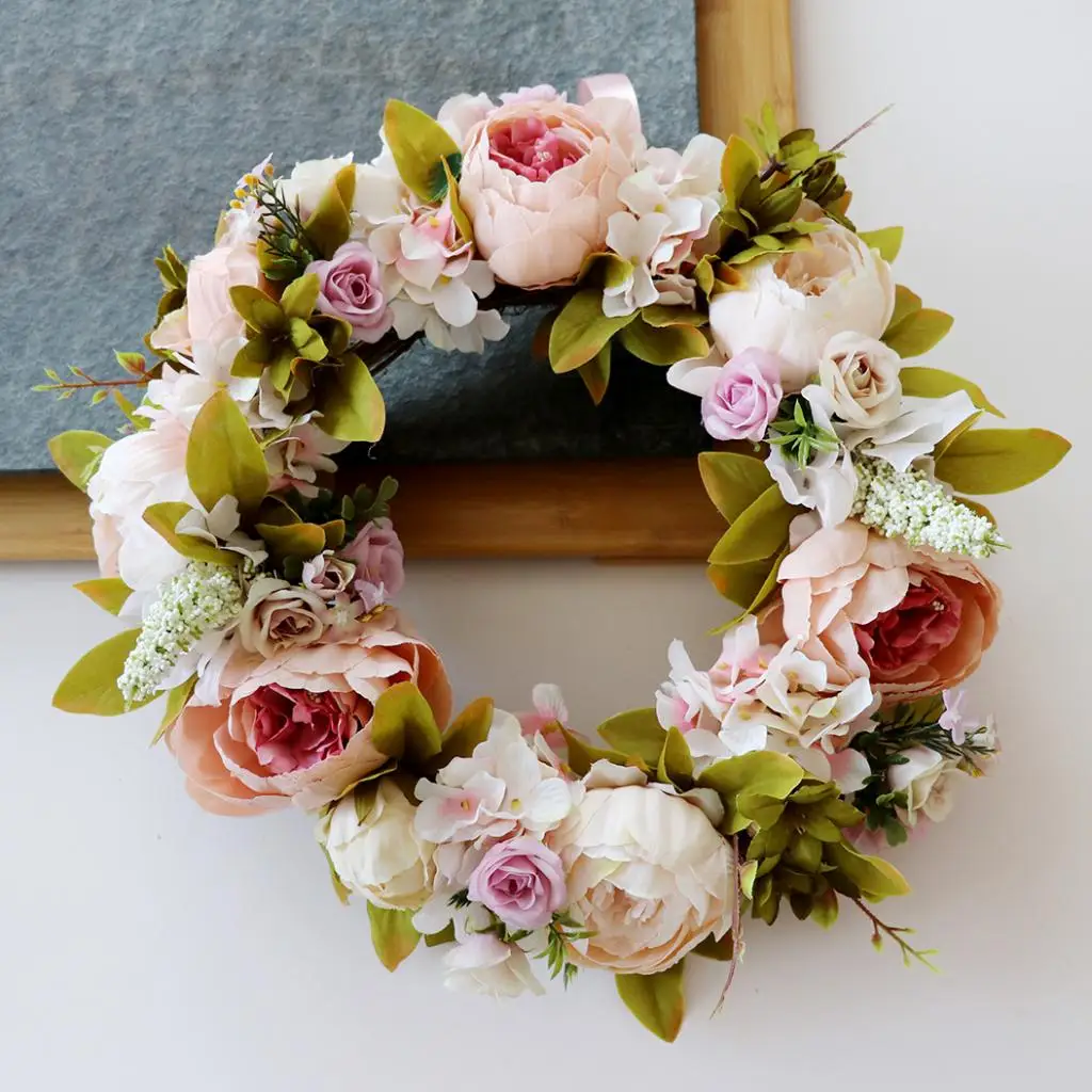 Artificial Rattan Flower Wreath Front Door Wreath Wedding Venue Home Decor 