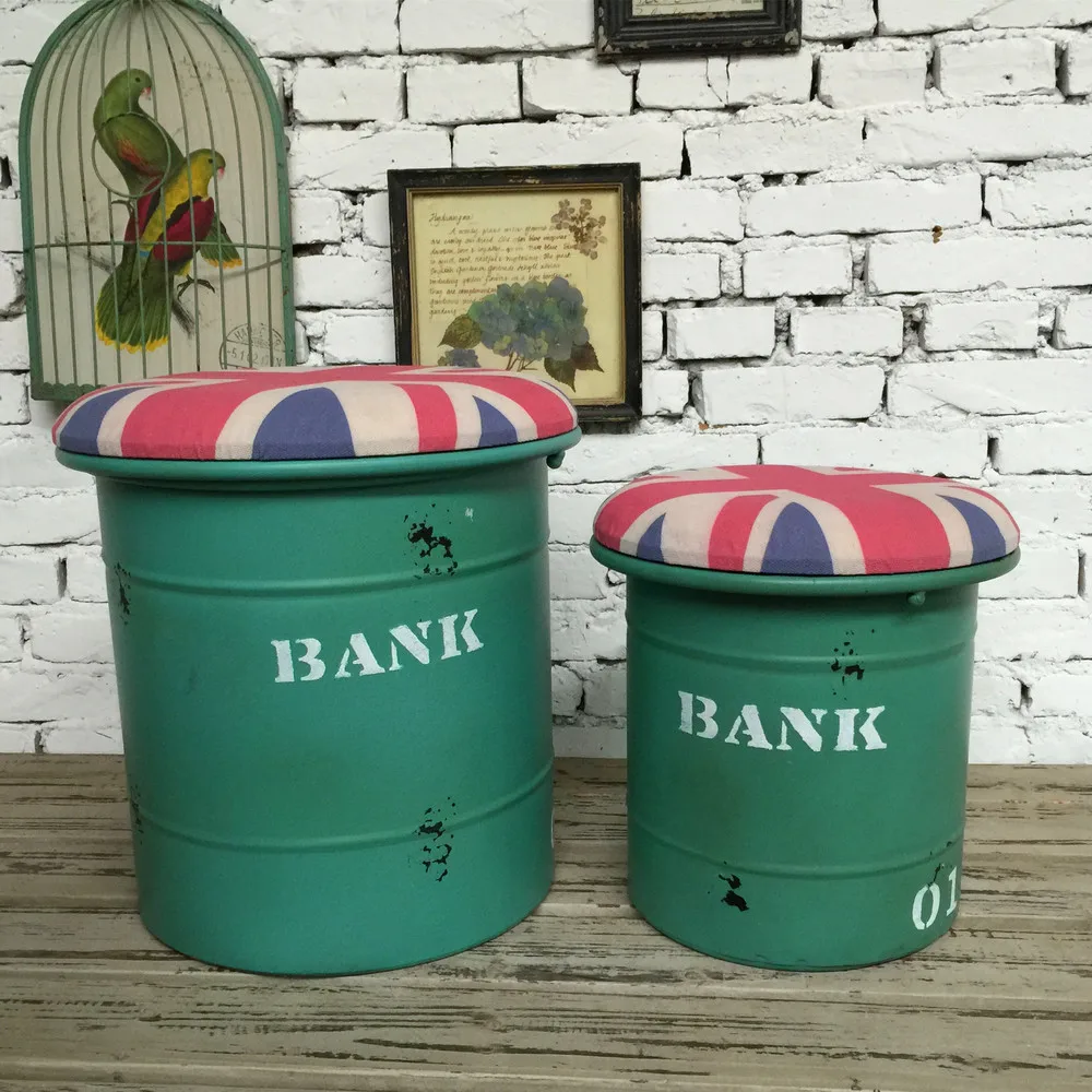 American country to do the old metal oil drum stool Iron vintage