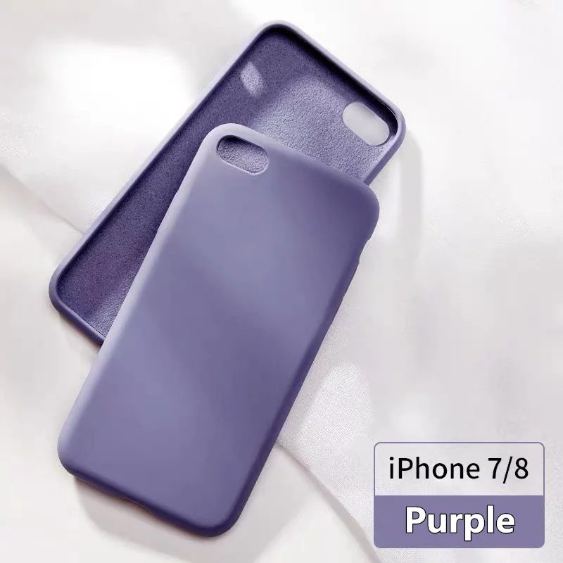 Яркий жидкий силиконовый чехол для iphone 6, 6 S, 7, 8 Plus, X, XR, XS Max, противоударный мягкий чехол для телефона s, для iphone 8, 6, 7, чехол - Цвет: Фиолетовый