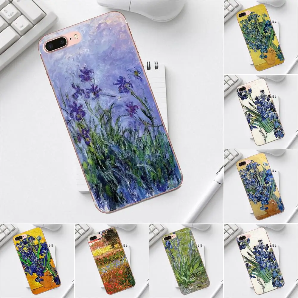 

Qdowpz Van Gogh Irises For iPhone 4 4S 5 5C SE 6 6S 7 8 Plus X XS Max XR Galaxy A3 A5 J1 J3 J5 J7 2017 Soft Phone Cases Cover