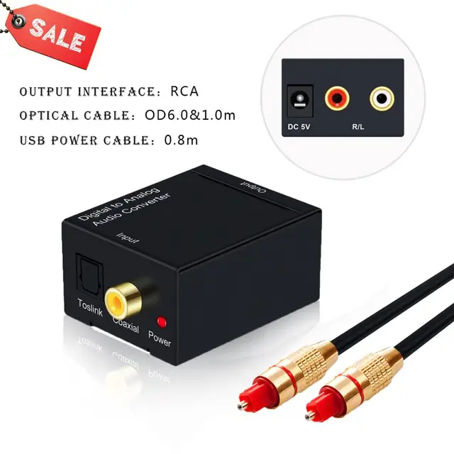 Optical Cable Digital to Analog Audio Converter Optical to RCA Audio