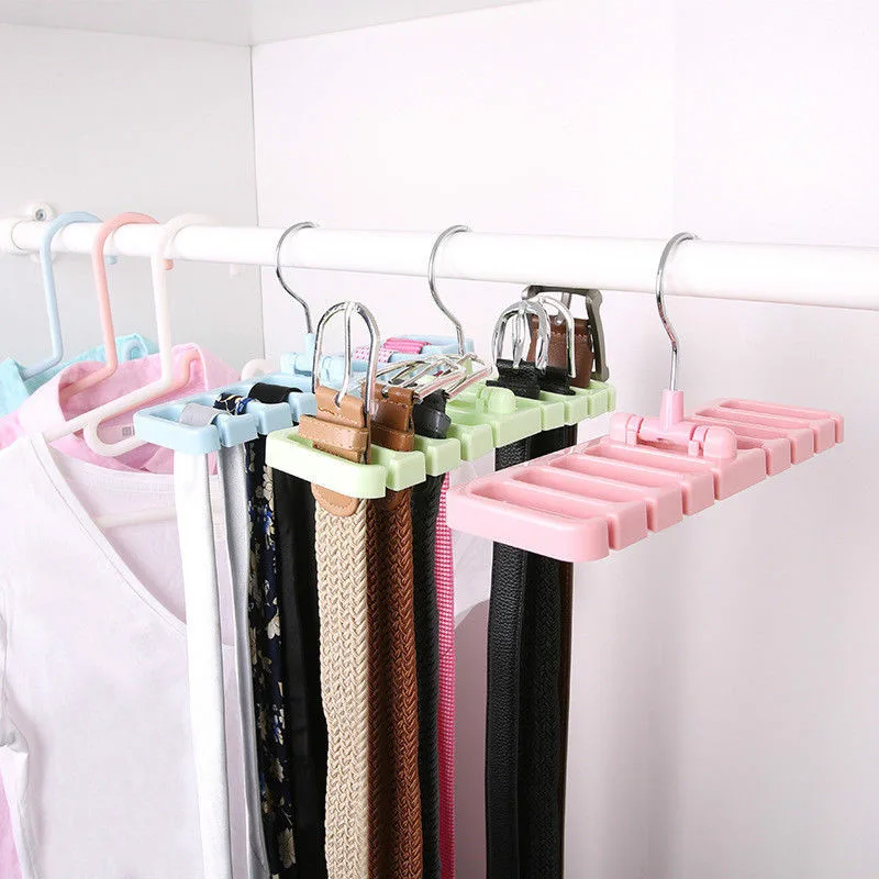 

Closet Storage Rack Tie Belt Scarf Organizer Space Saver Rotating Hanger Tie Belt Scarf Storage Rack Holder Green Blue Pink