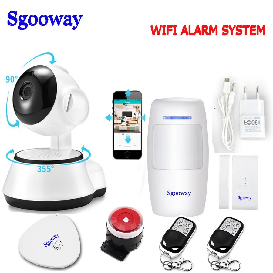 Sgooway EN RU ES язык беспроводной домашней безопасности Wi-Fi Сигнализация приложение дистанционное управление с ip-камерой PIR датчик двери - Цвет: V10 Bundle B