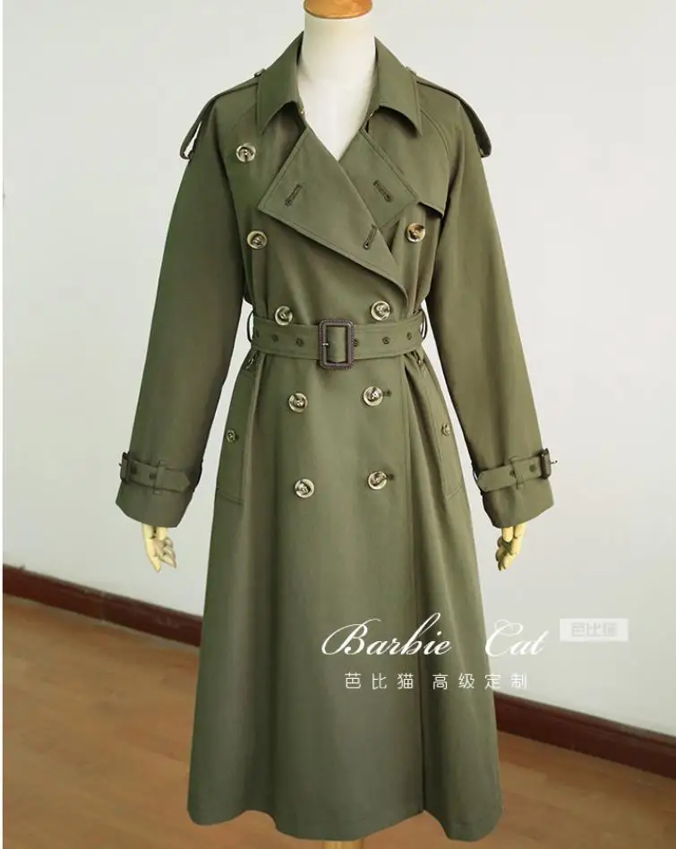 Automne Pour Double Mode Vêtements Turn Col Lâche Coupe Down Breasted Army Green Femmes coat 2019 vent Trench Printemps SMVpqUz
