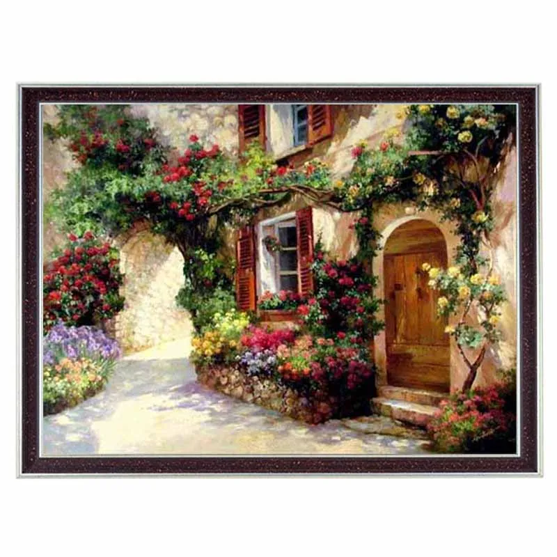 

New Needlework, DIY DMC 14CT unprinted Cross stitch Kit,Scenic Houses Patterns Embroidery painting Cross-stitch Home Decor