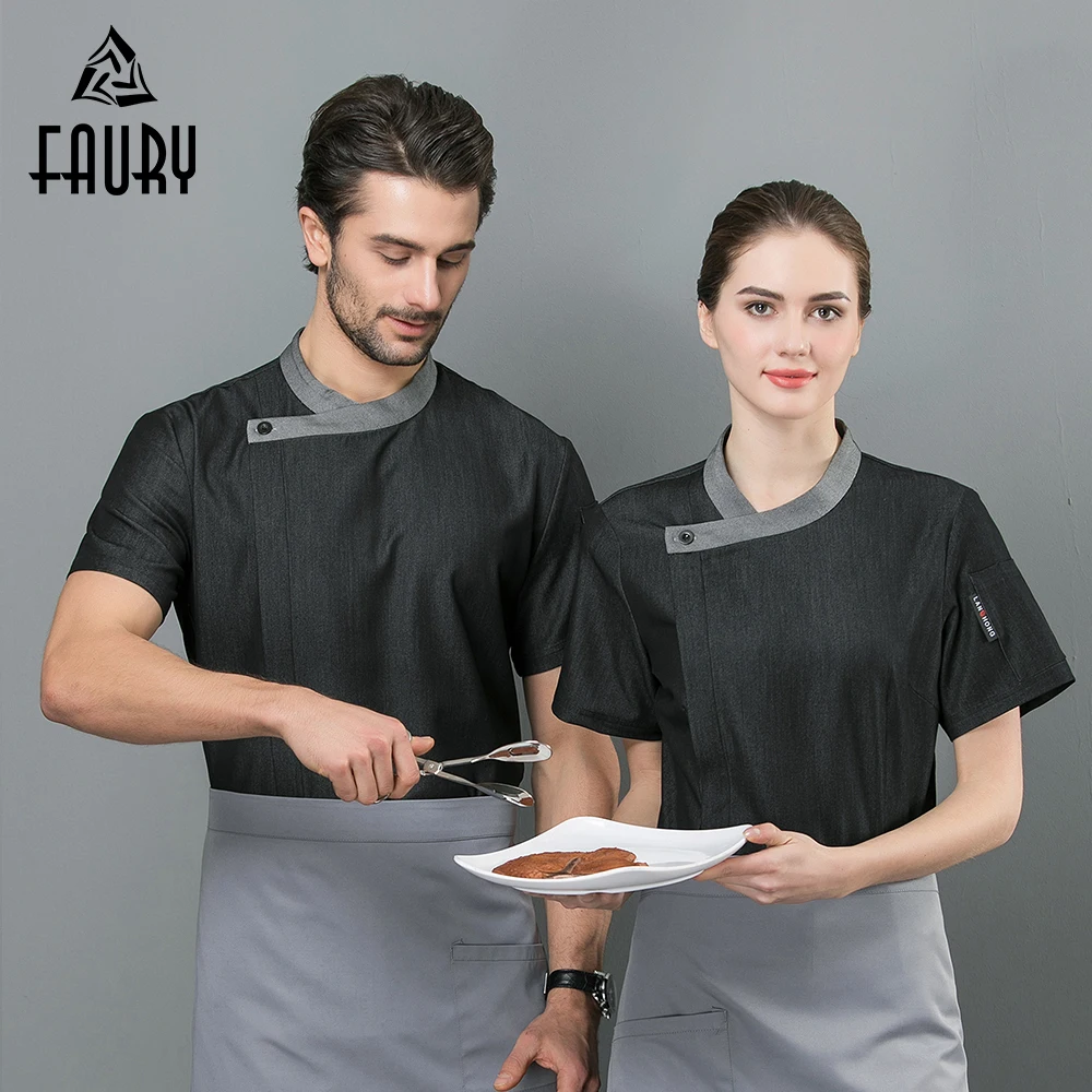 

New Style Summer Kitchen Chef Jacket Uniforms Short Sleeve Hotel Cook Clothes Food Services Restaurant Work Wear Chef Shirt