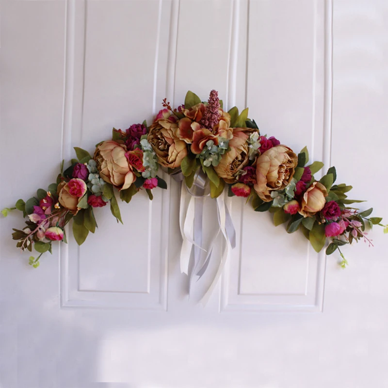 Buy 1PC Artificial Rose Peony Flowers Garland Lintel