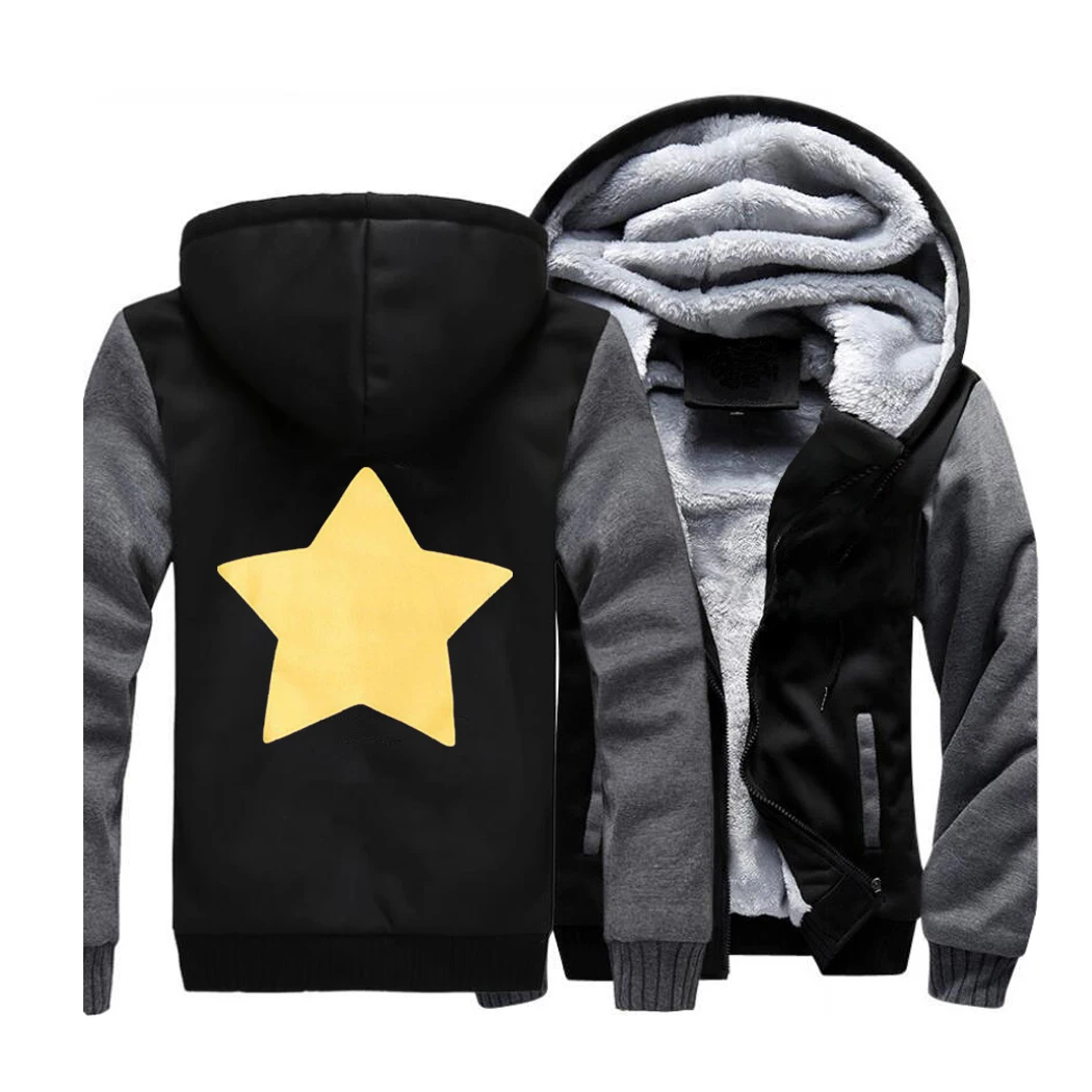 STEVEN UNIVERSE STAR Hoodies Streetwear Raglan Sweatshirt Men Winter Fleece Thick Hooded Sportswear Coat Hoodie Print Jackets