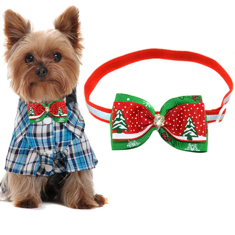 Newly Christmas Pet Bowknot Necktie Collar Bowtie Ribbon Dogs Cats
