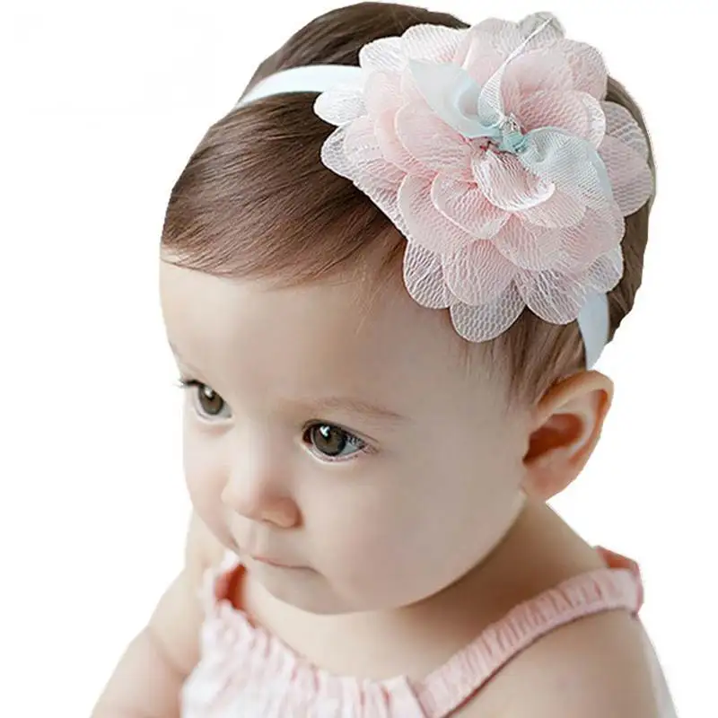 Детская повязка для волос цветок девочки розовые Ленточные резинки для волос для маленьких девочек детские повязки на голову тюрбан новорожденный Haarband детские украшения для волос - Цвет: style3 Pink