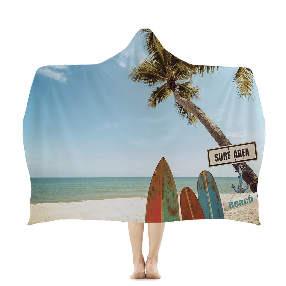 Miracille пляжное полотенце с капюшоном, пляжное полотенце для захода солнца, полотенце для взрослых с капюшоном, абсорбирующее быстросохнущее синее пригодное для носки пляжное полотенце