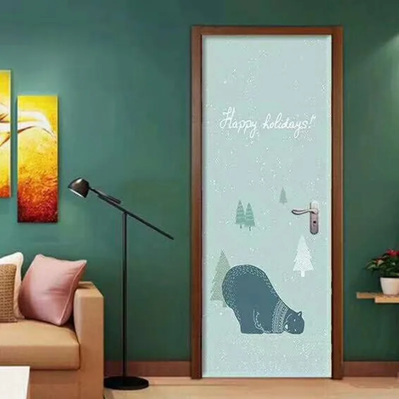 Зеленые листья сад стиль двери наклейки для гостиной спальня Съемный DIY Фреска бумага 3D водонепроницаемый винил домашний декор наклейка - Цвет: 017