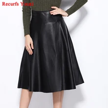 RYS7306 Женская Классическая Ретро Высокая талия открытая вилка большой подол простая юбка женская натуральная кожа 70 см длинные Faldas Mujer плиссированная юбка