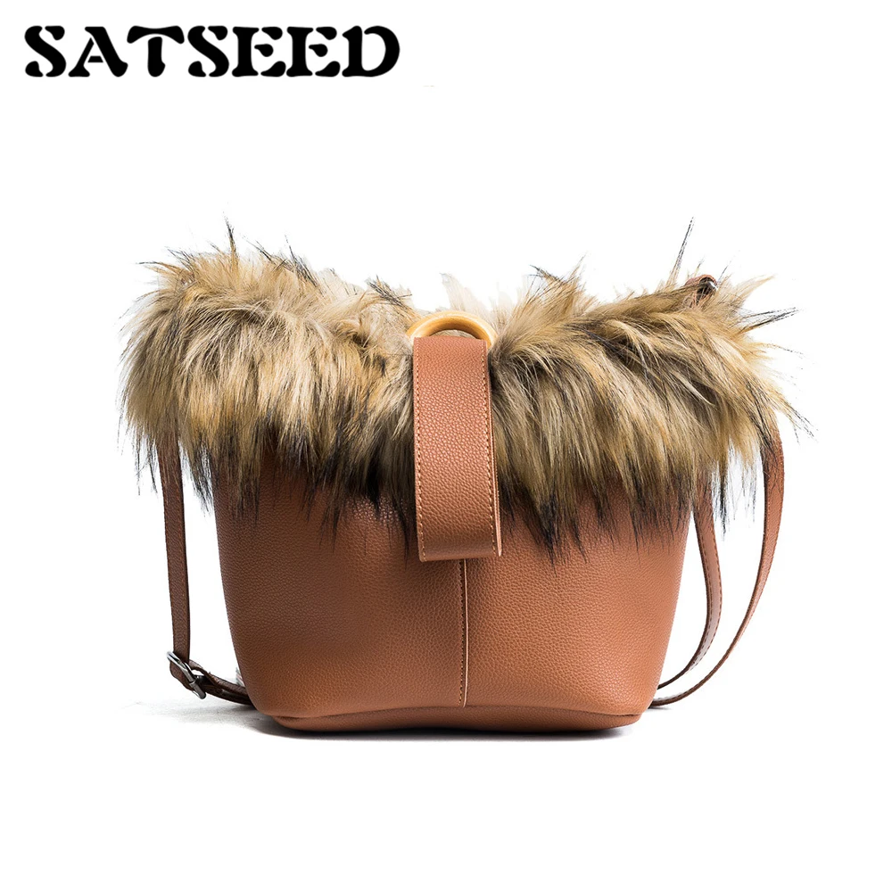 

Embossed Leather Handbags 2017 New Fashion Bucket Bag Handbag Shoulder Bag Diagonal Hairy