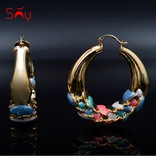 Sunny Jewelry, большие модные серьги-кольца для женщин, высокое качество, цветные глазури, сказочные цветы, вечерние, свадебные, повседневные