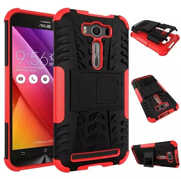 Heavy Duty Armor Shock proof Hybird Hard Rugged Rubber Case Stand Cover Skin For ASUS ZenFone 2 Laser ZE500KL (8 Colors) |