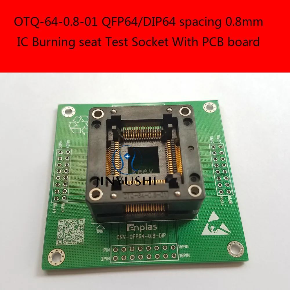 Opentop OTQ-64-0.8-01 QFP64/DIP64 14*14 мм 16*16 мм костюм 1,6-2,5 мм 0,8 мм ENPLAS IC Сжигание сиденье адаптер тестовое гнездо испытательный стенд