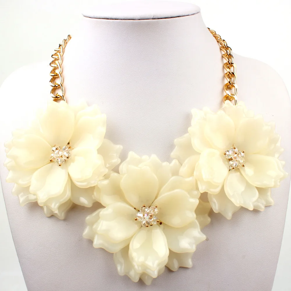 Женское акриловое ожерелье чокер с крупными цветами короткая цветная цепочка из