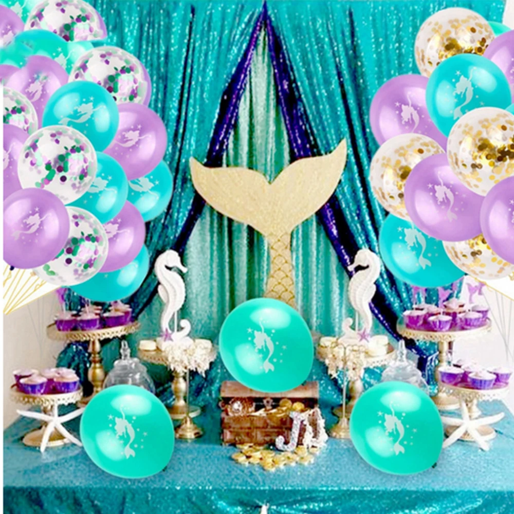 Staraise Little Mermaid Party Supplies 2M 20 Light Copper Light Decor Theme Mermaid Decor Mermaid Banner Balloon For Kids Favor