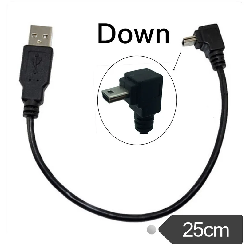 USB 2,0 для мини-usb кабель для синхронизации данных 90 градусов угловой локоть 5 Pin B штекер для мужчин зарядный шнур для камеры MP3 MP4