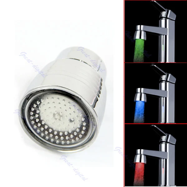 

Temperature Sensor 3 Color Kitchen Water Tap Faucet RGB Glow Shower LED Light