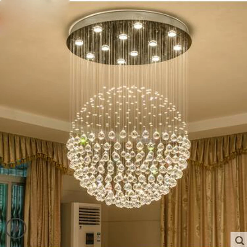 

Crystal chandelier round Spherical living room dining room lamp modern minimalist Double staircase chandelier dining room led