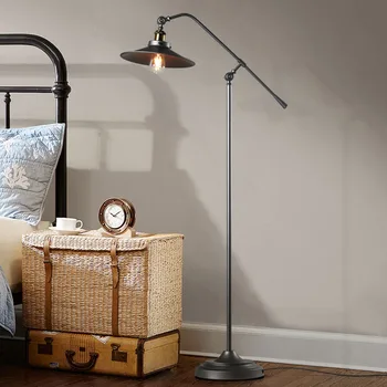 

loft American style iron art nostalgic warehouse study room living room bedroom long arm fishing floor lamp
