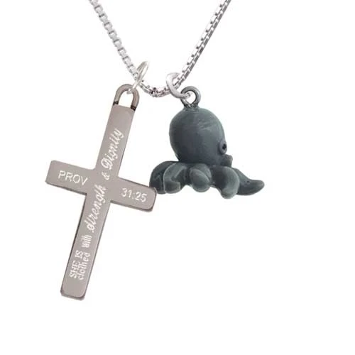 Resin Octopus - Strength and Dignity - Cross Necklace (1)