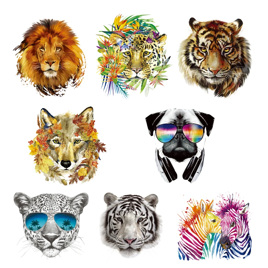 18PcsSet Small Size Animal Patch Iron On Clothes Diy Accessory Washable Badges New Design Heat Transfer Clothing Deco Patches
