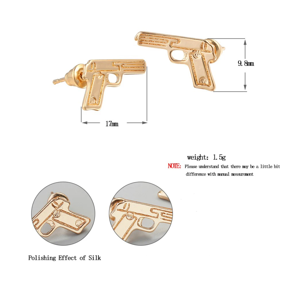 Todorova, женские серьги-гвоздики в форме оружия в стиле панк, серьги-гвоздики с пистолетом для женщин и мужчин, ювелирные изделия в стиле хип-хоп