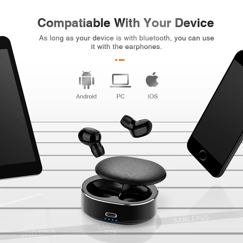SANLEPUS наушники вкладыши TWS с 5 0 Мини Bluetooth Беспроводной спортивные 3D стерео