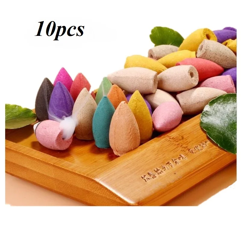 10pcs mixed Творческий Будда ручной обратный светодиодный ладан горелка дзен фиолетовая глина ладан держатель домашние украшения старинная курильница+ 20 шт Бесплатные конусы - Цвет: 10pcs mixed