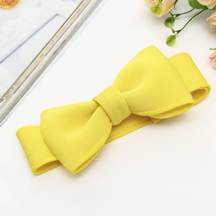 Fashion kids infant child girls head wraps tiara elastic ribbon headband satin big bows headwrap hair bands Accessories For Party (6)