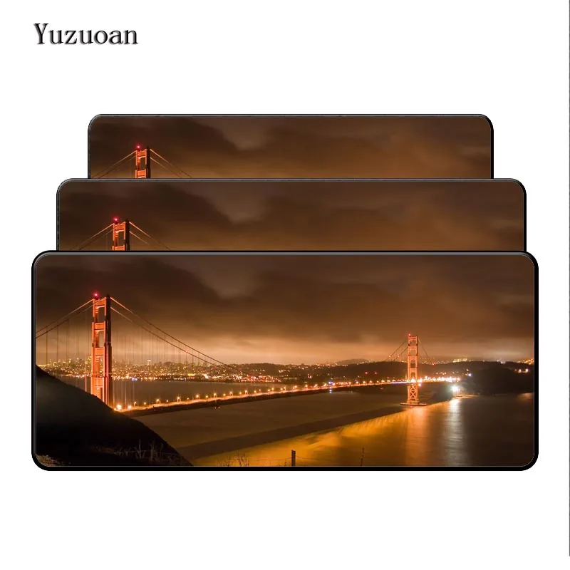 

Yuzuoan River Bridge under the Nigh Sky Lock Edge Mouse Desk mats For LOL Dota 2 CS Mouse Mice Gaming Mat 900*400*2mm As Gift